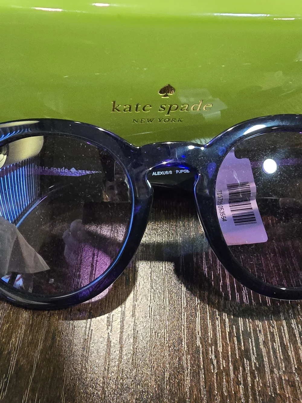 Womens Kate Spade Shiny BLUE  Round Frame Sunglasses